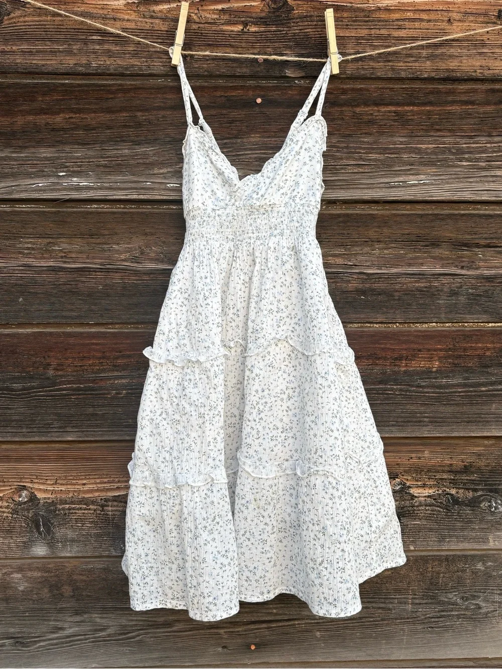 H&M White Sundress with Blue Floral Print